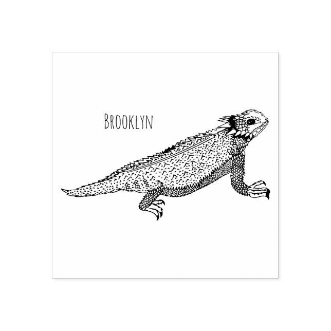 Regal-Horned-Eidechsen-Cartoon Gummistempel (Prägung)