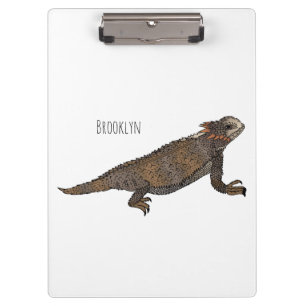 Regal-Horned-Eidechsen-Cartoon Klemmbrett