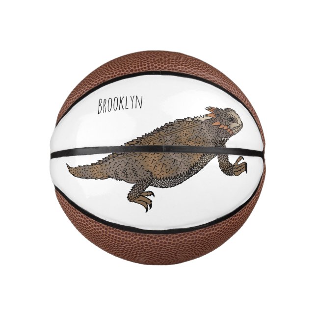 Regal-Horned-Eidechsen-Cartoon Mini Basketball (Vorderseite)