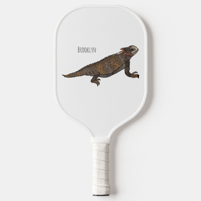 Regal-Horned-Eidechsen-Cartoon Pickleball Schläger (Vorderseite)