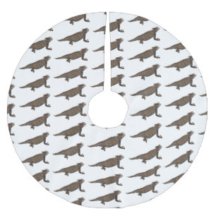 Regal-Horned-Eidechsen-Cartoon Polyester Weihnachtsbaumdecke