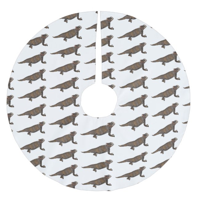 Regal-Horned-Eidechsen-Cartoon Polyester Weihnachtsbaumdecke (Vorderseite)