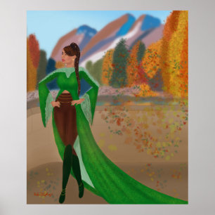 Regal im Herbst   Schöne schwarze Frau Poster