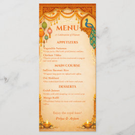 Regal Indian Wedding Menu Card | Gold & Saffron Menükarte