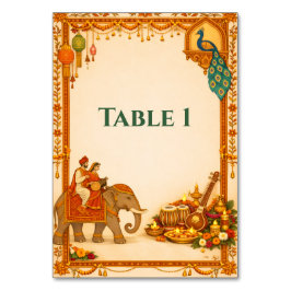 Regal Indian Wedding Table Number Card | Gold Tischnummer