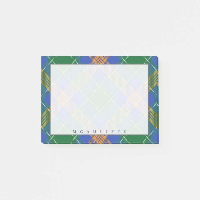 Regal Irish Clan MacAuliffe McAuliffe Tartan Post-it Klebezettel (Vorderseite)