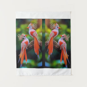 Regal Jewel Crested Birds - Verzierte Fantasy Art Wandteppich