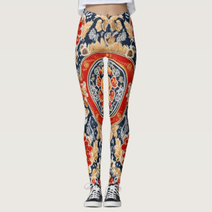 Regal Khokhloma: Verzierte blorale Medallion Leggings