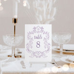 Regal Lavender | Vintage Barockrahmenverheiratung Tischnummer<br><div class="desc">Diese eleganten und luxuriösen Hochzeitskarten zeichnen sich durch ein Vintages Kunstwerk mit verziertem Barockstil aus. Das Design ist Lavendel / leicht lila auf einem schlichten, weißen Hintergrund. Moderne Skriptkalligraphie und klassischer Text, zusammen mit Ihren Initialen oder Monogrammen, machen dies zu einer eleganten und zeitgemäßen Wahl für Ihre Hochzeit. Stellen Sie...</div>