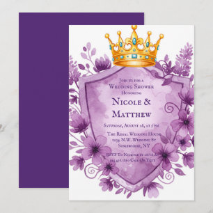 Regal Lila Floral Wappen Wedding Einladung