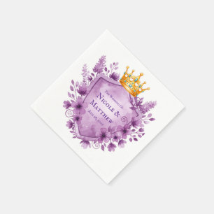 Regal Lila Floral Wappen Wedding Serviette