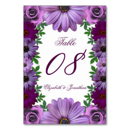 Regal Lila Floral Wedding Tischnummer
