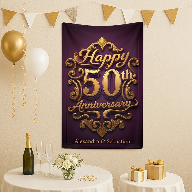 Regal Lila und Gold 50. Hochzeitstag Banner (Von Creator hochgeladen)
