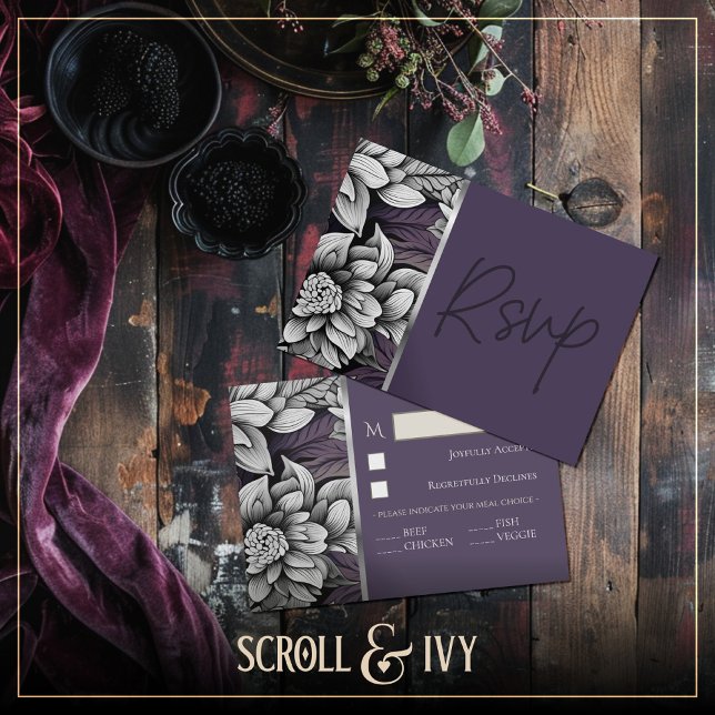 Regal Lilac, brillante White Bloom Response Card RSVP Karte (Von Creator hochgeladen)