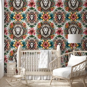 Regal Lion & Floral Bohemisch Bliss Tapete