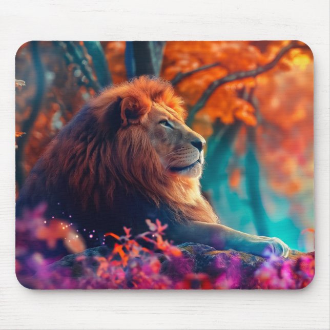 Regal Lion im verzauberten Walddesign Mousepad (Vorne)