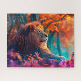 Regal Lion im verzauberten Walddesign Puzzle