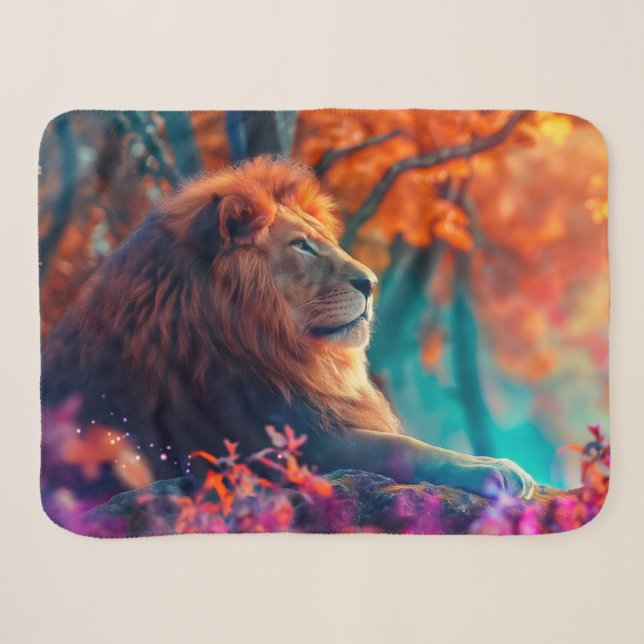 Regal Lion im verzauberten Walddesign Sherpadecke (Vorderseite (Horizontal))