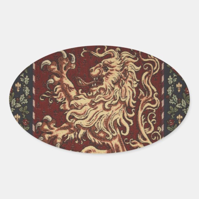 Regal Lion Tapestry Ovaler Aufkleber (Vorderseite)