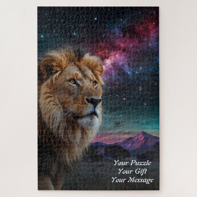 Regal Lion unter einem Sternenhimmel Puzzle (Vertikal)