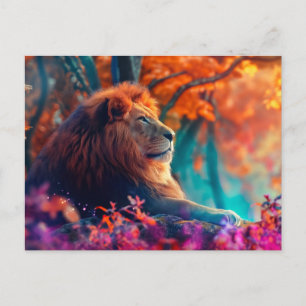 Regal-Löwe im Design Enchanted Forest Postkarte