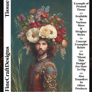 Regal Mann, Blumen-Haarschmuck / Krone CP6 Decoupa Seidenpapier