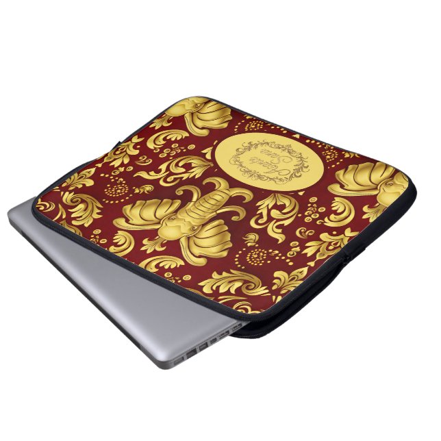 Regal Mara Majesty: Personalized Asante Sana Gold  Laptopschutzhülle (Vorne Knopf)