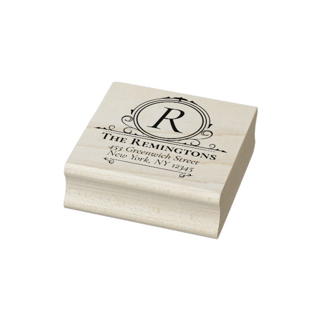 Regal Monogram Classic Elegant Rich Rücksendeadres Gummistempel (Stempel)