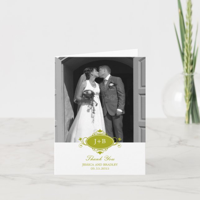 Regal Monogram Danke-Karte Dankeskarte (Vorderseite)