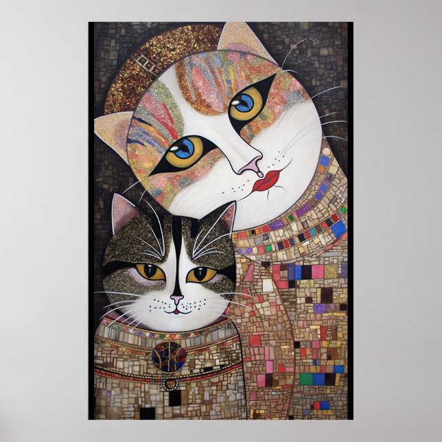 Regal Mosaic Feline Gaze Poster (Vorne)