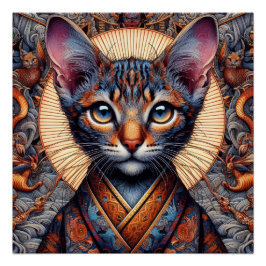 Regal Mythic verzierter Fantasy-Kater Planer Poster