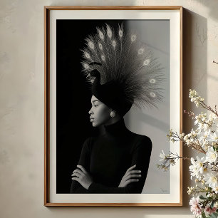 Regal Pfau: Avantgarde-Monochrom-Porträt Poster