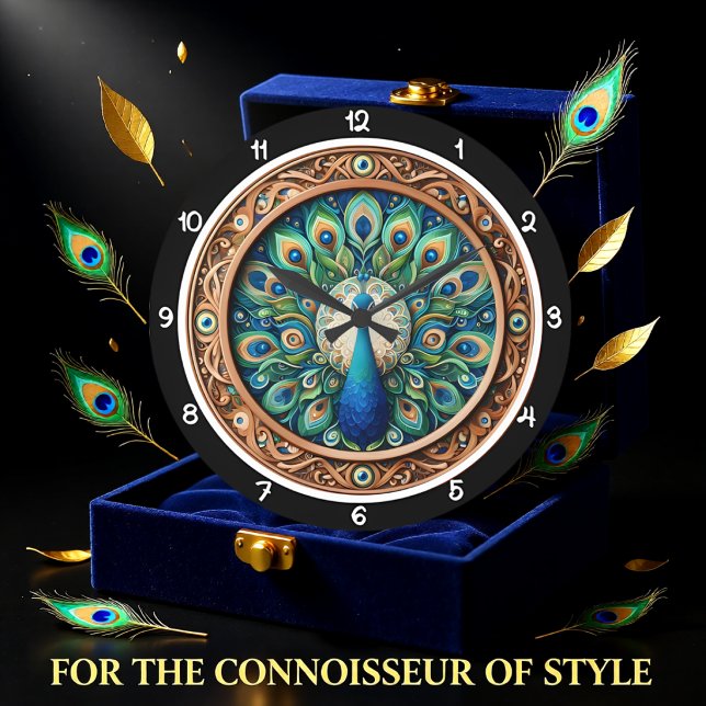 Regal Pfau Mandala Erbe Große Wanduhr (Von Creator hochgeladen)