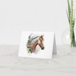 Regal Pferd mit Blume Kranz BLANK Karte