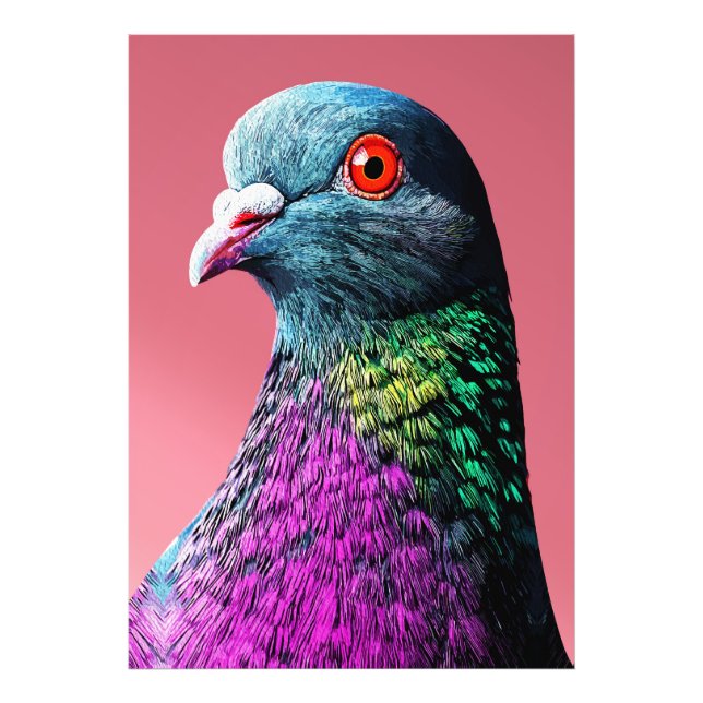Regal Pigeon Majesty Vivid Realistisches Vogelport Fotodruck (Vorne)
