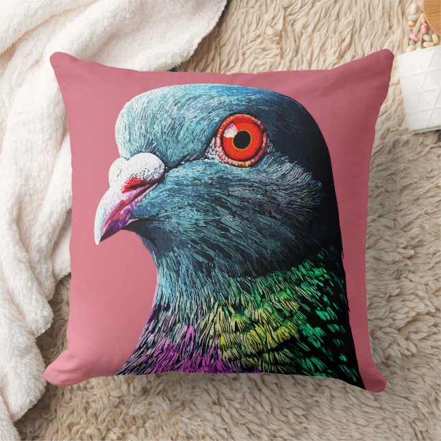 Regal Pigeon Majesty Vivid Realistisches Vogelport Kissen (Decke)