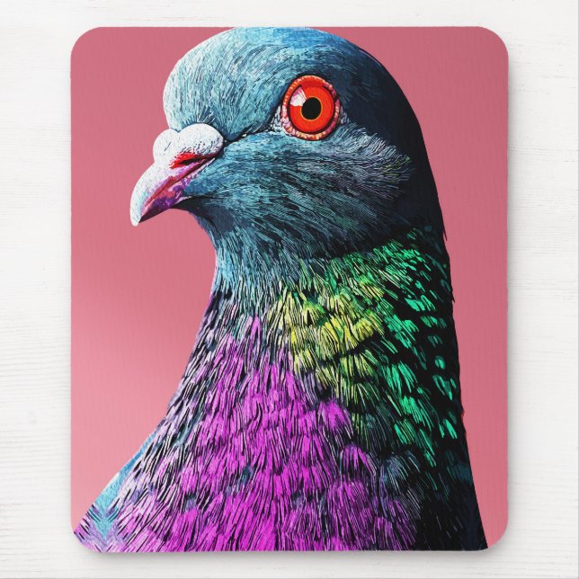 Regal Pigeon Majesty Vivid Realistisches Vogelport Mousepad (Vorne)
