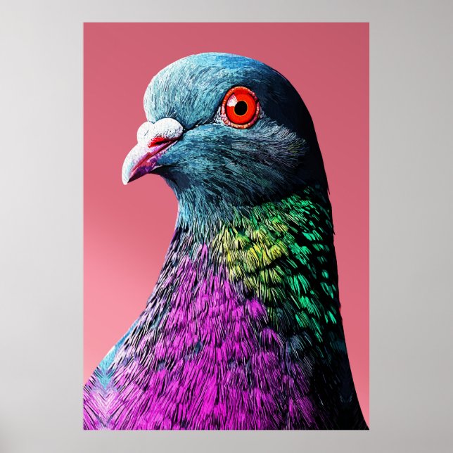 Regal Pigeon Majesty Vivid Realistisches Vogelport Poster (Vorne)