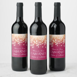 Regal Pink und Gold Bokeh Lights Weinetikett