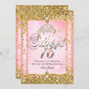 Regal Princess Sweet 16 Gold Blush Pink Party Einladung