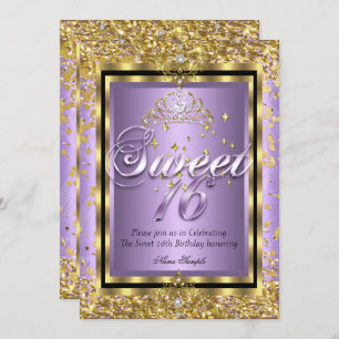 Regal Princess Sweet 16 Gold Lavender Lila Party Einladung