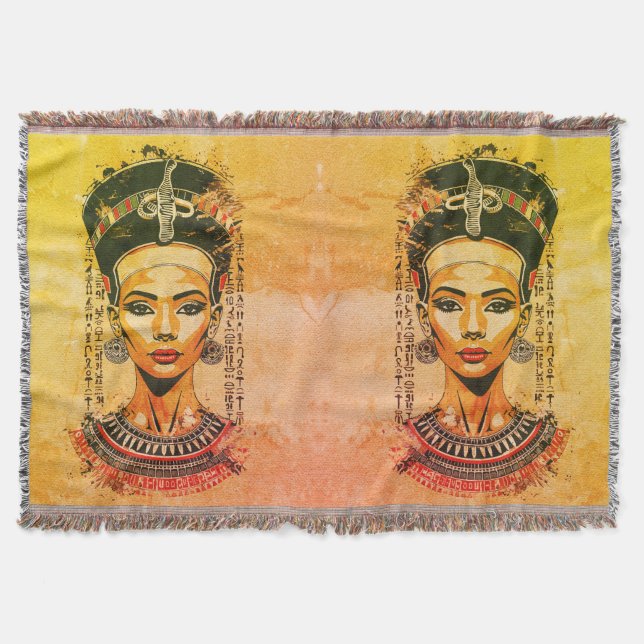 Regal Queen of Egypt - Moderne Neo-Pharao Art Decke (Vorderseite)