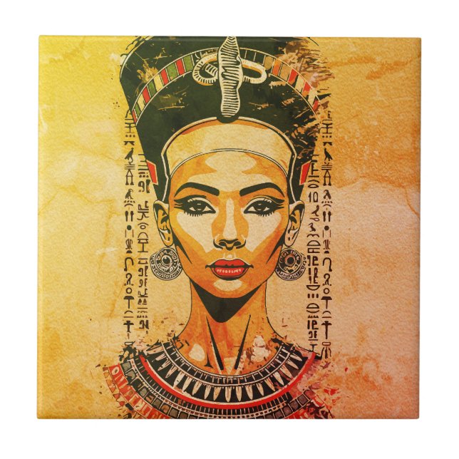Regal Queen of Egypt - Moderne Neo-Pharao Art Fliese (Vorderseite)