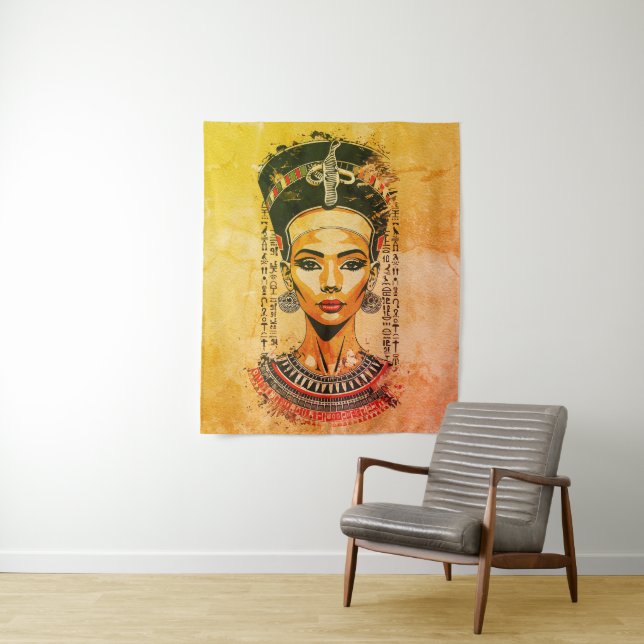 Regal Queen of Egypt - Moderne Neo-Pharao Art Wandteppich (Beispiel)