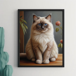Regal Ragdoll Cat Portrait Fluffy Blue Mit Augen Poster