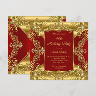 Regal Red Birthday Party Verziert Gold Imitate Dia Einladung