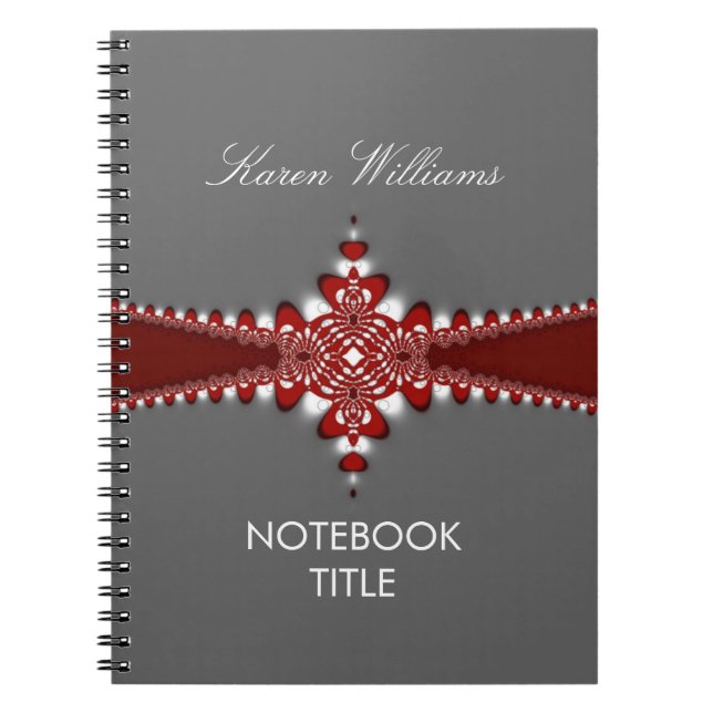 Regal Red Ribbon Silver Notebook Notizblock (Vorderseite)