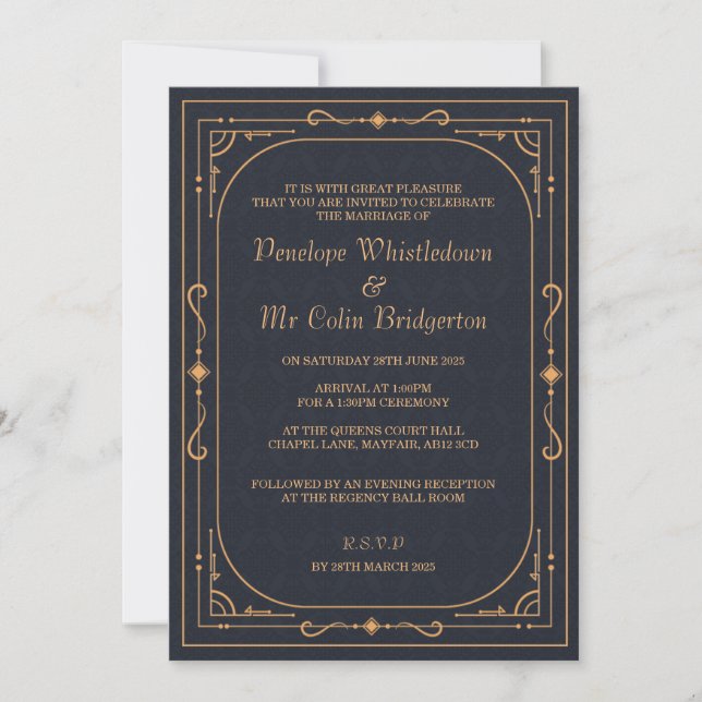 Regal Regency Wedding Einladung (Vorderseite)