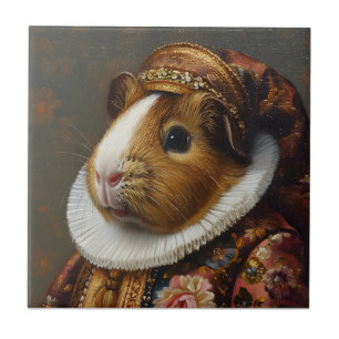 Regal Renaissance Guinea Pig Portrait Fliese