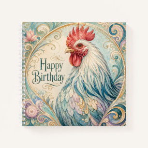 Regal Rooster Geburtstagsflor Notizbuch